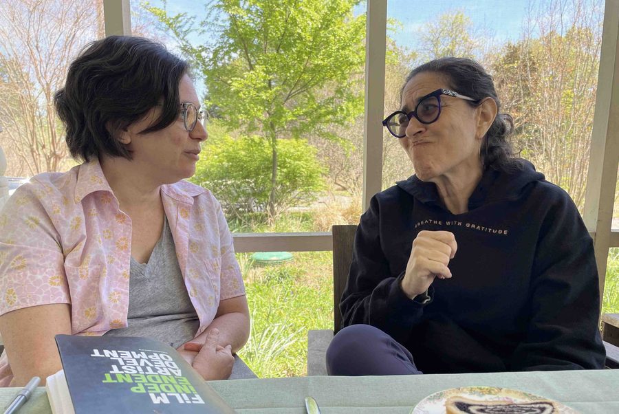 Retreat participants in conversation